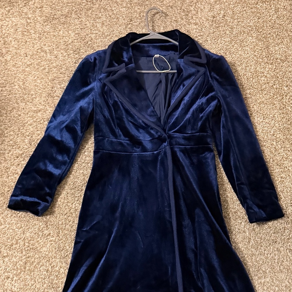 Omoone Women's Double Breasted Lapel Midi Long Vintage Velvet
Trench Coat